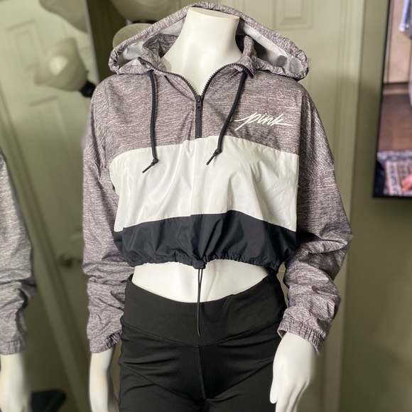 Victoria secret 90s windbreaker cropped hoodie - Picture 1 of 7